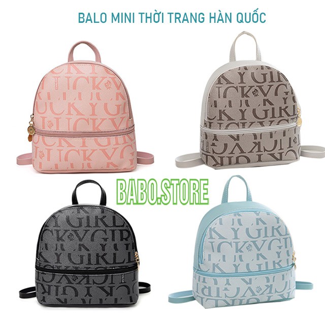 Balo nữ mini họa tiết lucky girl, nhỏ chất da chống nước thời trang đi chơi đẹp, xinh, dễ thương,kiểu dáng hàn quốc