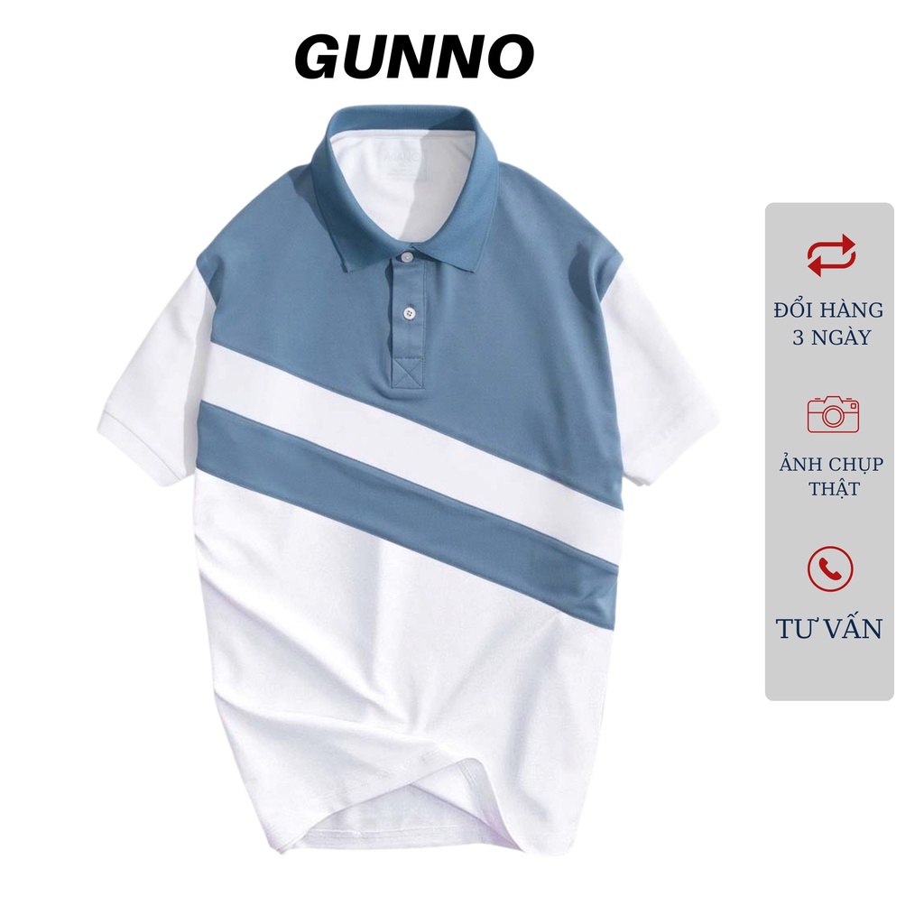 Áo polo nam GUNNO vải cvc dày dặn thấm hút nhanh bền màu không nhăn co giãn tốt nhiều màu