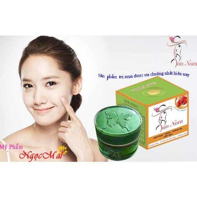 Kem mụn thâm trắng da liền sẹo ngừa dị ứng se khít lỗ chân lông chống nắng cho da dầu San nora 10g