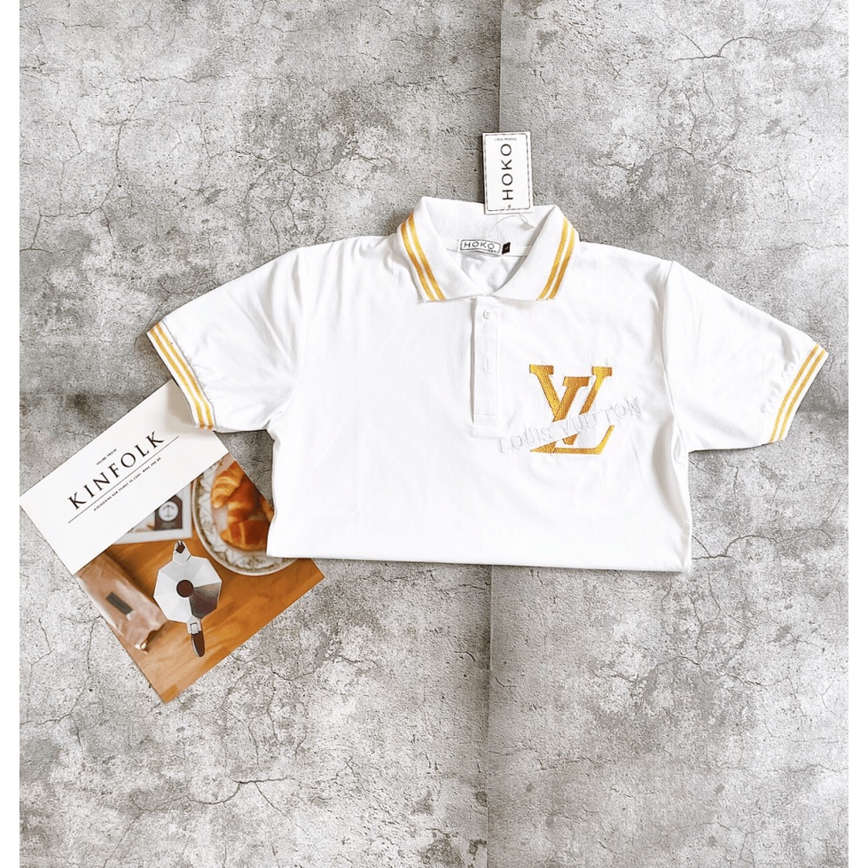 [FREE SHIP] ÁO THUN CỔ BẺ LVN HAI MÀU TRẮNG ĐEN DỄ PHỐI ĐỒ LỊCH LÃM SANG TRỌNG VLTN SHOP