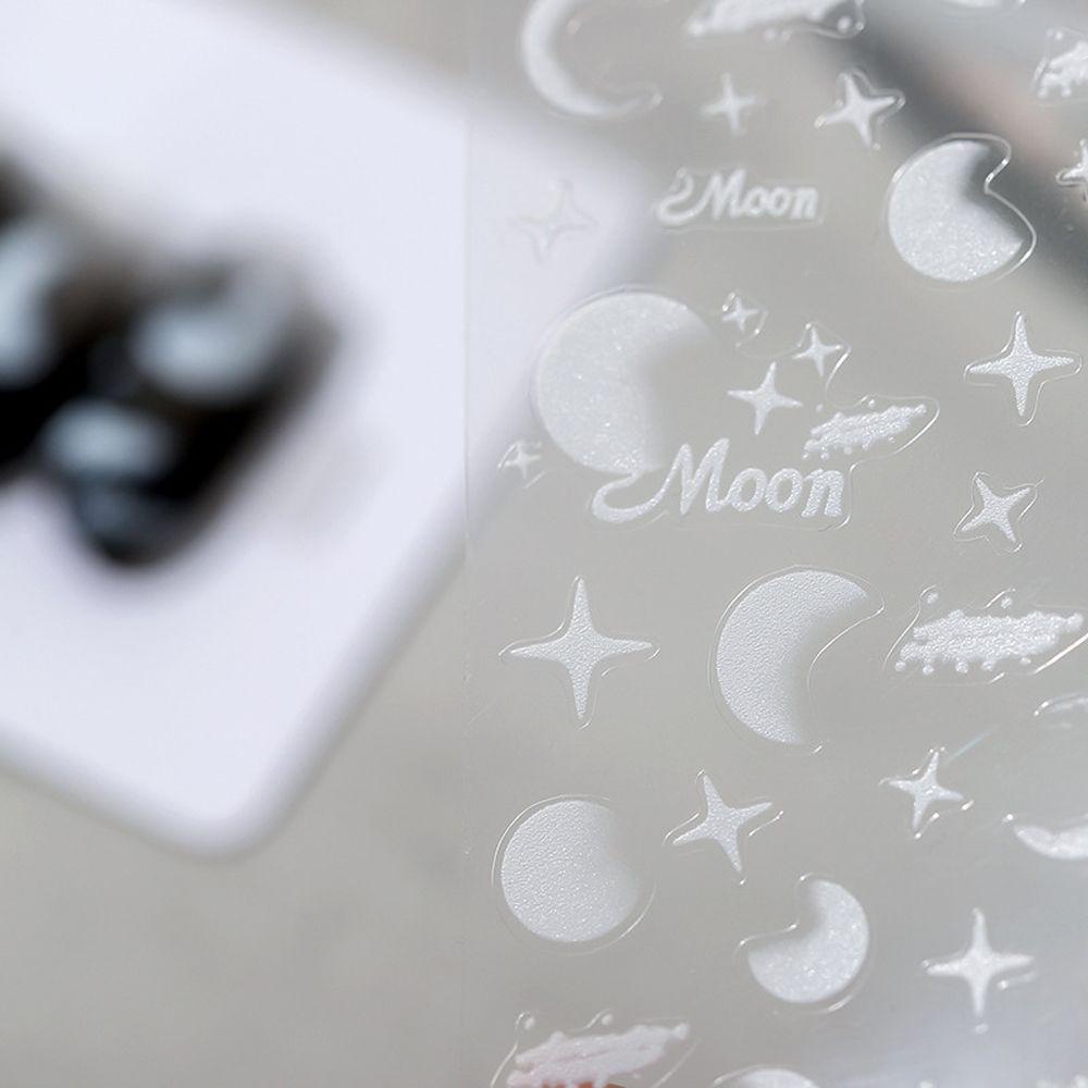 Miếng Dán Trang Trí Móng Tay 5D Tự Dính Họa Tiết Trăng Sao Trái Tim Cá Tính