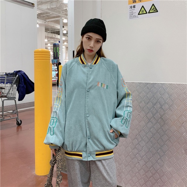 Áo bomber 2 lớp dày dặn trần bông nam nữ kiểu bóng chày cực ngầu