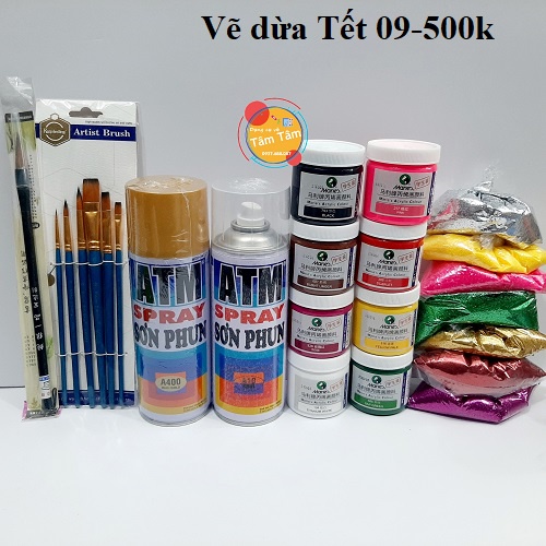 [ TÂM TÂM ]-Combo vẽ dừa tết/ VẼ DƯA HẤU TẾT 06-10 -