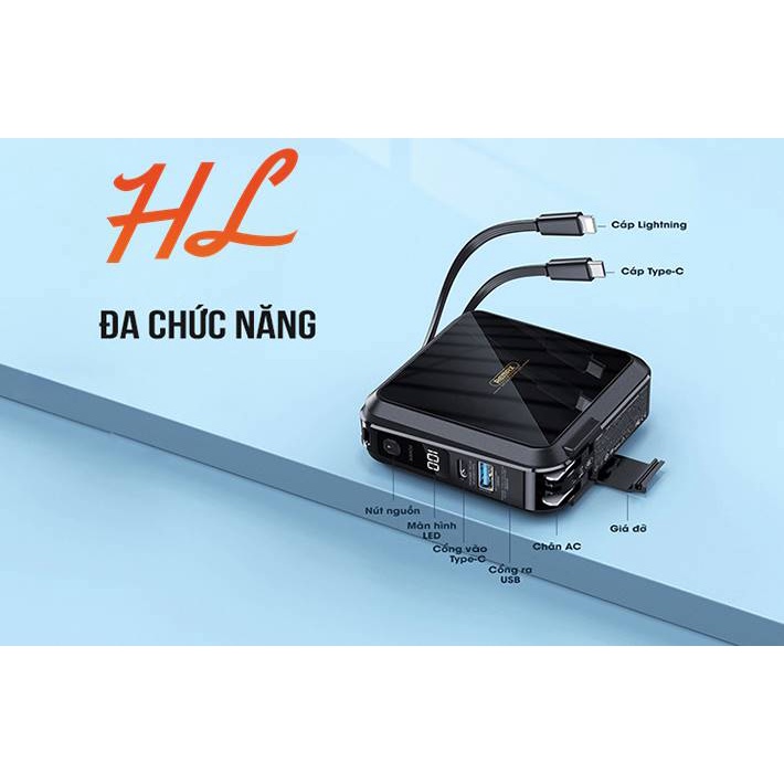 Pin Sạc Dự Phòng Remax RPP-276 15000mAh 22.5W (Kiêm Củ Sạc và Giá Đỡ) - BH 12 tháng - Hunglongpc