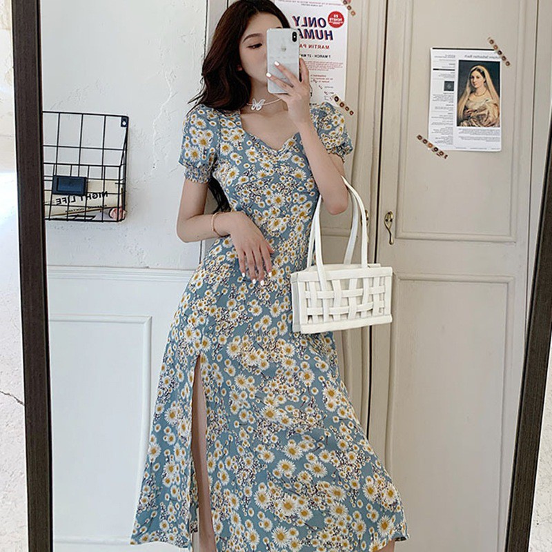 Đầm Hoa Tay Phồng Thời Trang Dành Cho Nữ