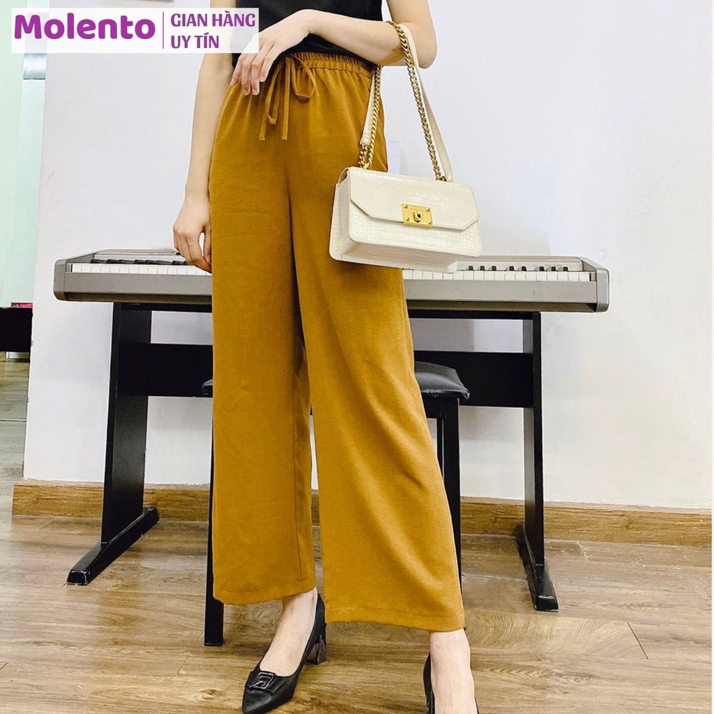 Quần Ống Rộng Nữ Lưng Cao Suông Clutch Kiểu Hàn Quốc Phong Cách Ulzzang Vintage Chất Đũi Mềm Mịn Không Nhăn MOLENTO M15