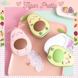 Quạt mini cầm tay hình quả bơ 3in1, đèn led - gương - quạt tiện lợi