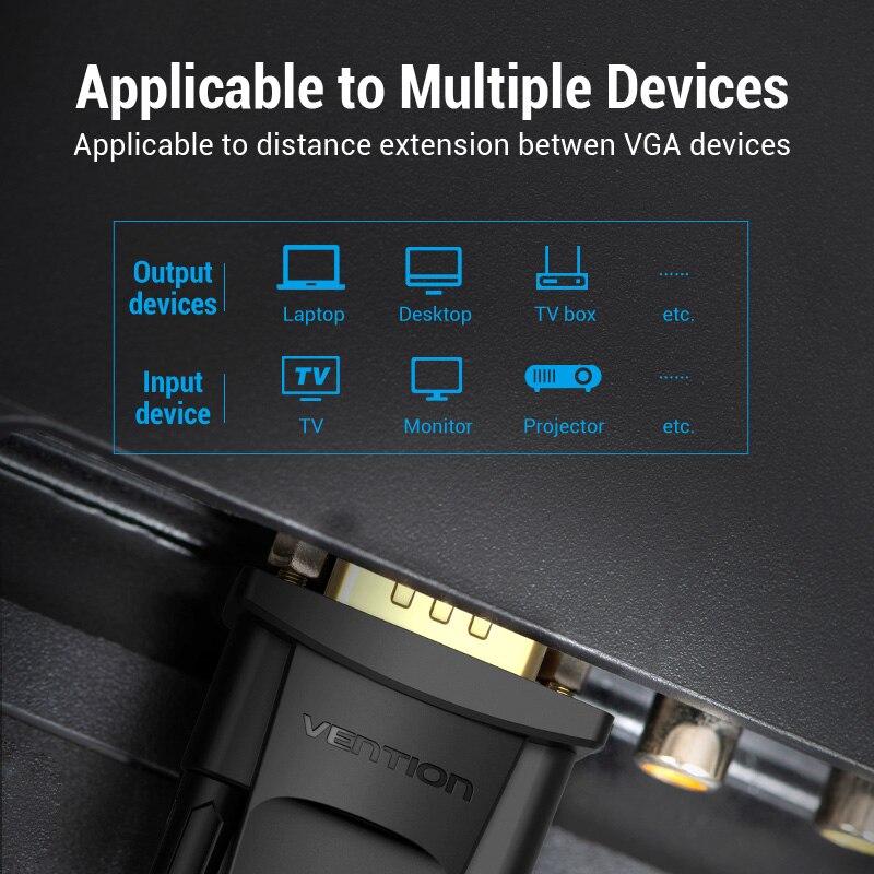 Dây cáp VGA Vention nối dài 1080P chiều dài 1.5m 3m 5m tiện lợi