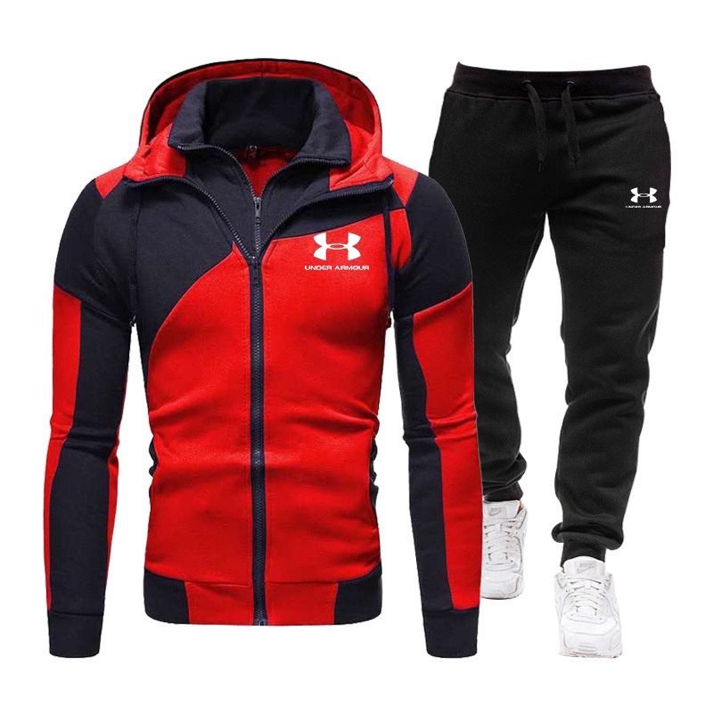 Bộ Đồ Thể Thao Áo Hoodie Tay Dài Phối Quần Dài Ôm Dáng Màu Sắc Thời Trang Âu Mỹ Cho Nam