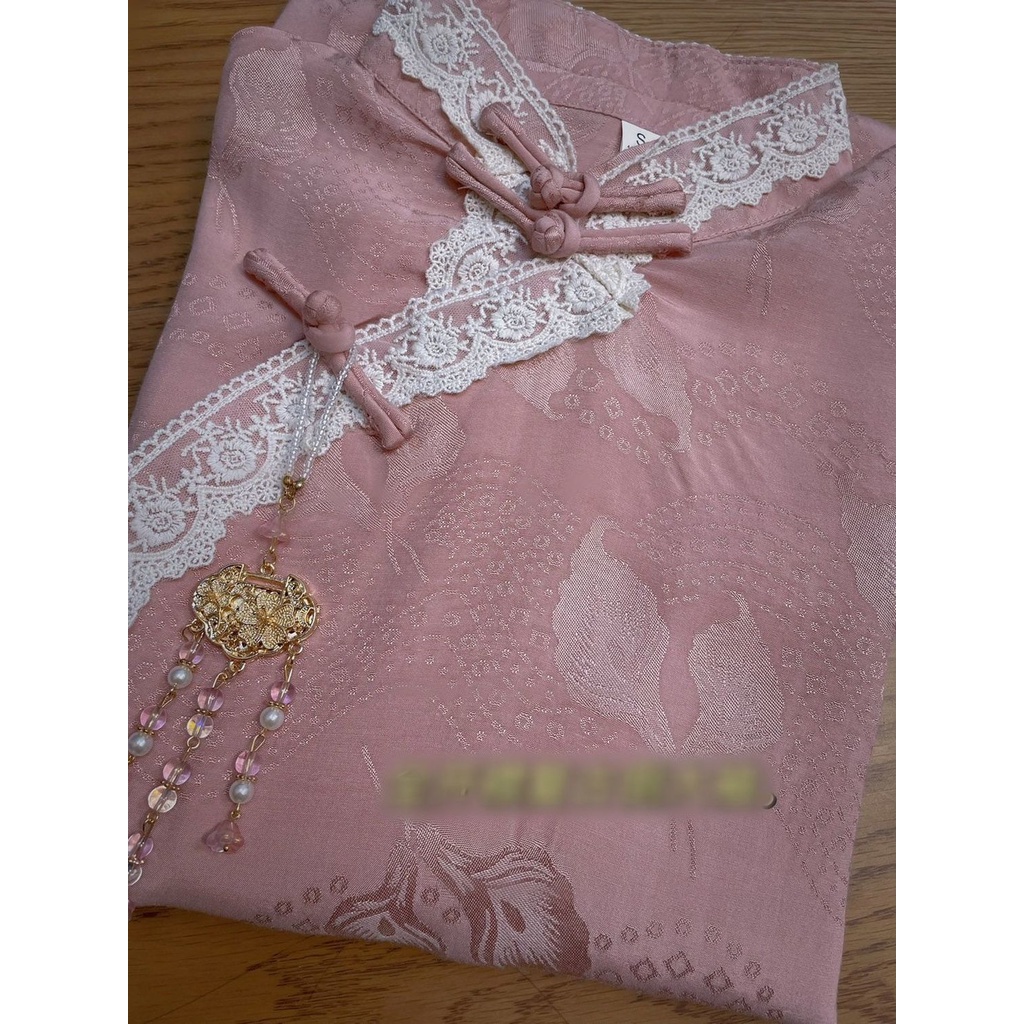 [M &amp; E] Đầm Sườn Xám Cách Tân Cổ Điển Tay Áo Lớn 1930 Thanh Lịch {Daizi Pink} Trẻ Trung Cho Nữ X4YB