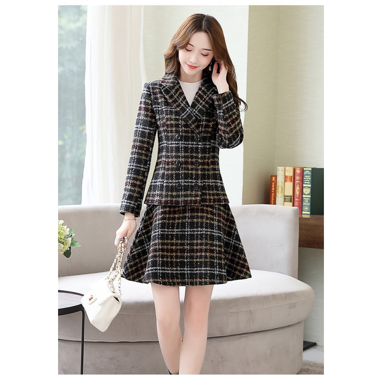 L100B7 - Set áo khoác và chân váy dạ mặc mùa đông hàng nhập - giá 1.260k