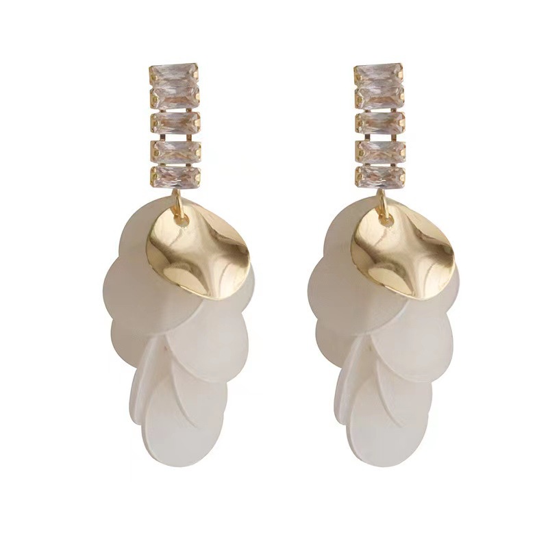 Bông Tai Mạ Bạc 925 Hình Vỏ Sò Tua Rua Thời Trang