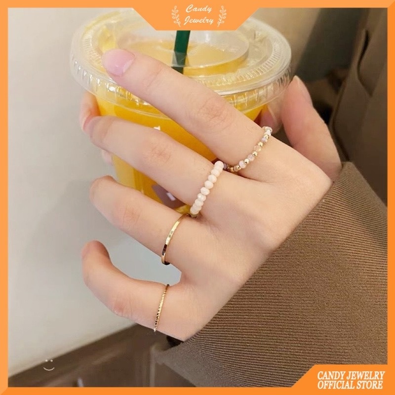 Nhẫn MANYUE đính hạt nhiều màu đơn giản thời trang cho nữ