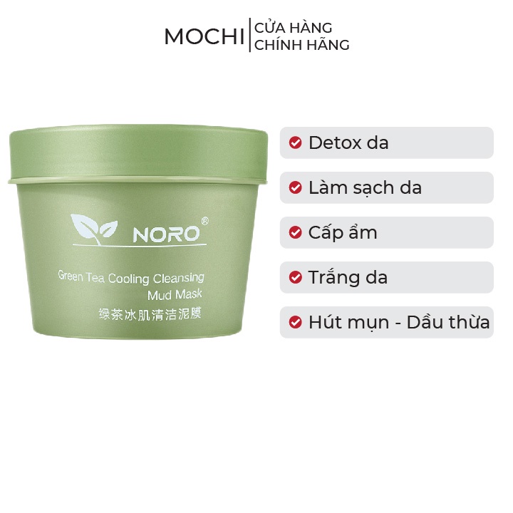 Mặt Nạ Bùn Trà Xanh Detox Thải Độc Da l Giảm Mụn l Dưỡng Trắng Da l Cấp Ẩm Mud Mask Đất Sét Đắp Mặt NORO MOCHI SHOP