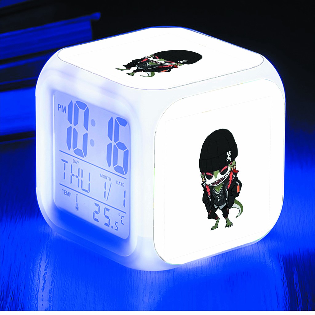 Đồng hồ báo thức để bàn in hình Identity V anime chibi LED đổi màu