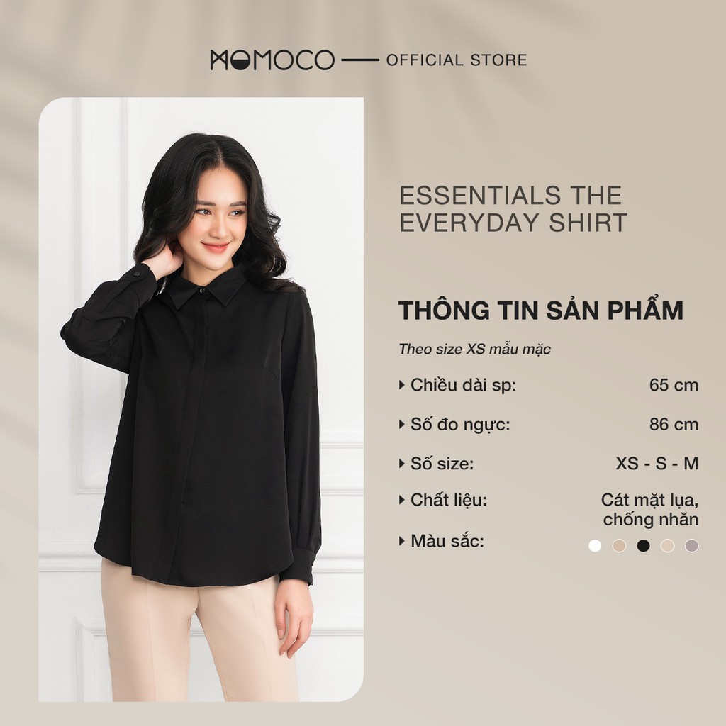 Áo sơ mi dài tay nữ MOMOCO ESSENTIALS The Everyday Shirt chất cát mịn không nhăn x