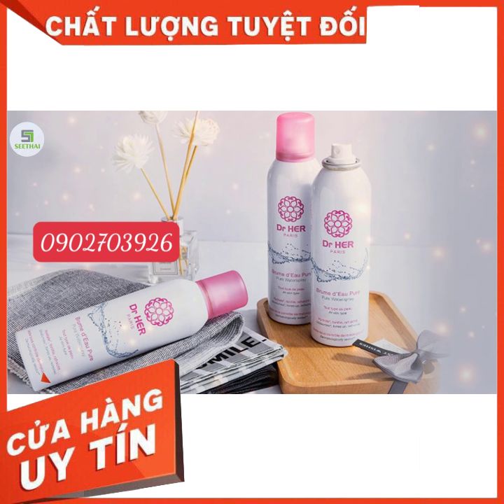 XỊT KHOÁNG DR.HER - PARIS 150ml -CUNG CẤP ĐỌ ẨM TỨC THÌ--tươi mát sảng khoái  se khít chân lô