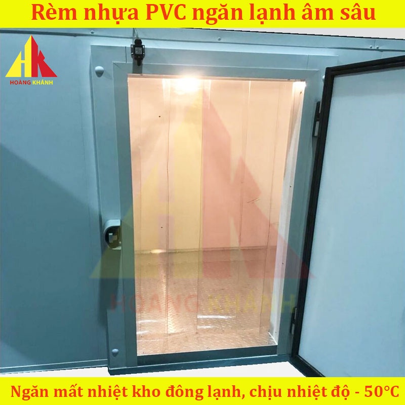 Màng nhựa PVC ngăn lạnh âm sâu Hoangkhanh, Độ dày 2mm, bản rộng 200mm - Rèm ngăn lạnh kho đông - Rèm nhựa PVC trong suốt
