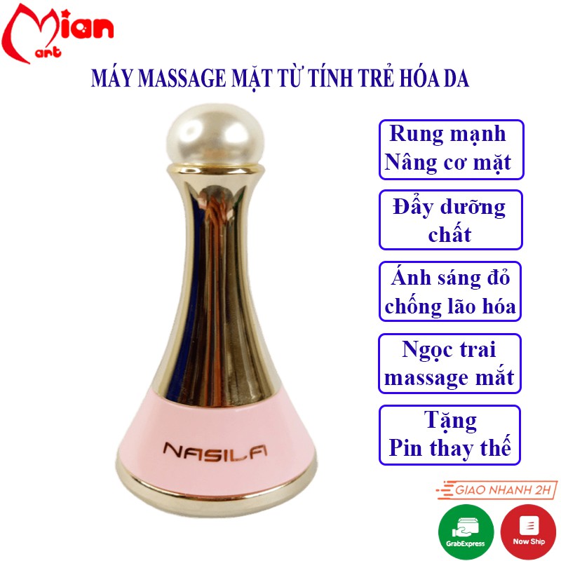 Máy massage mặt ion cầm tay, Matxa làm đẹp trẻ hóa nâng cơ da mặt - Tặng Pin dự phòng, BH 3 tháng - MIAN SHOP