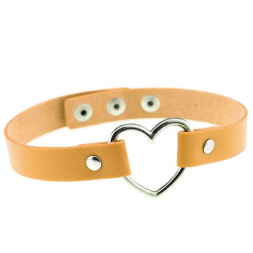 Vòng cổ choker da PU mặt trái tim phong cách gothic cho nữ