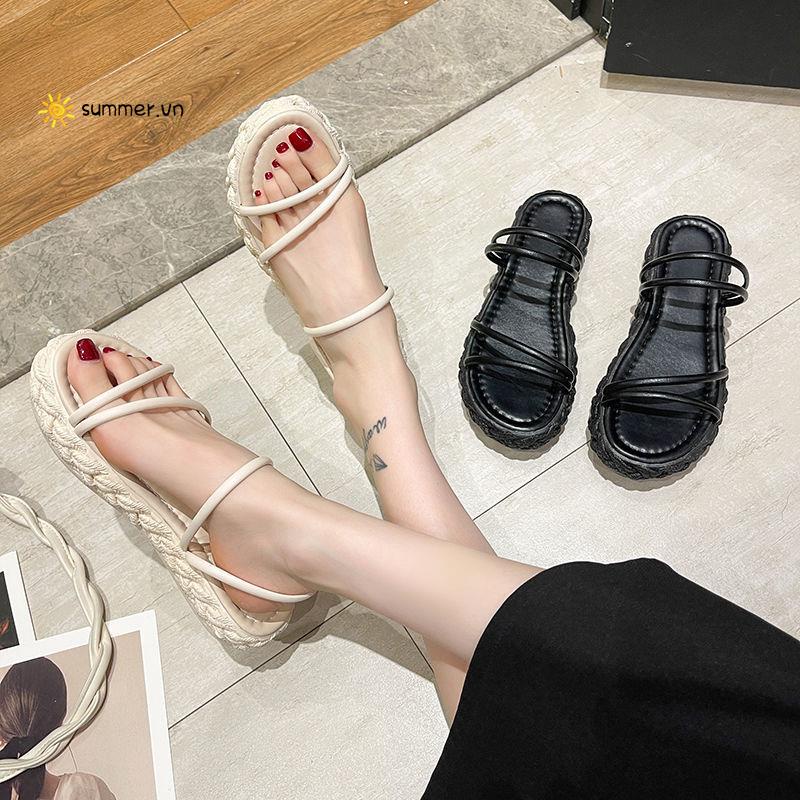 Dép Sandal Mùa Hè Hai Quai Đế Phẳng Phong Cách Thời Trang Mới Cho Nữ Dễ Phối Đồ