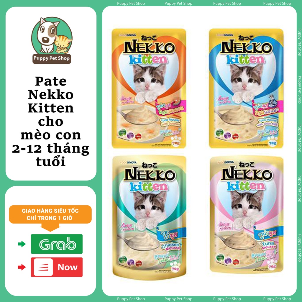 Pate Nekko Kitten Mousse , Gravy dành cho mèo con từ 2-12 tháng tuổi 70g- Thái Lan