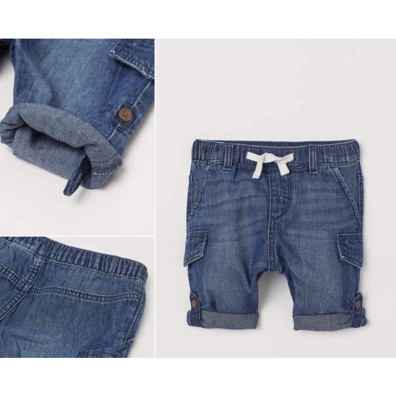 [HM Auth] Quấn short jean kaki bé trai Hm