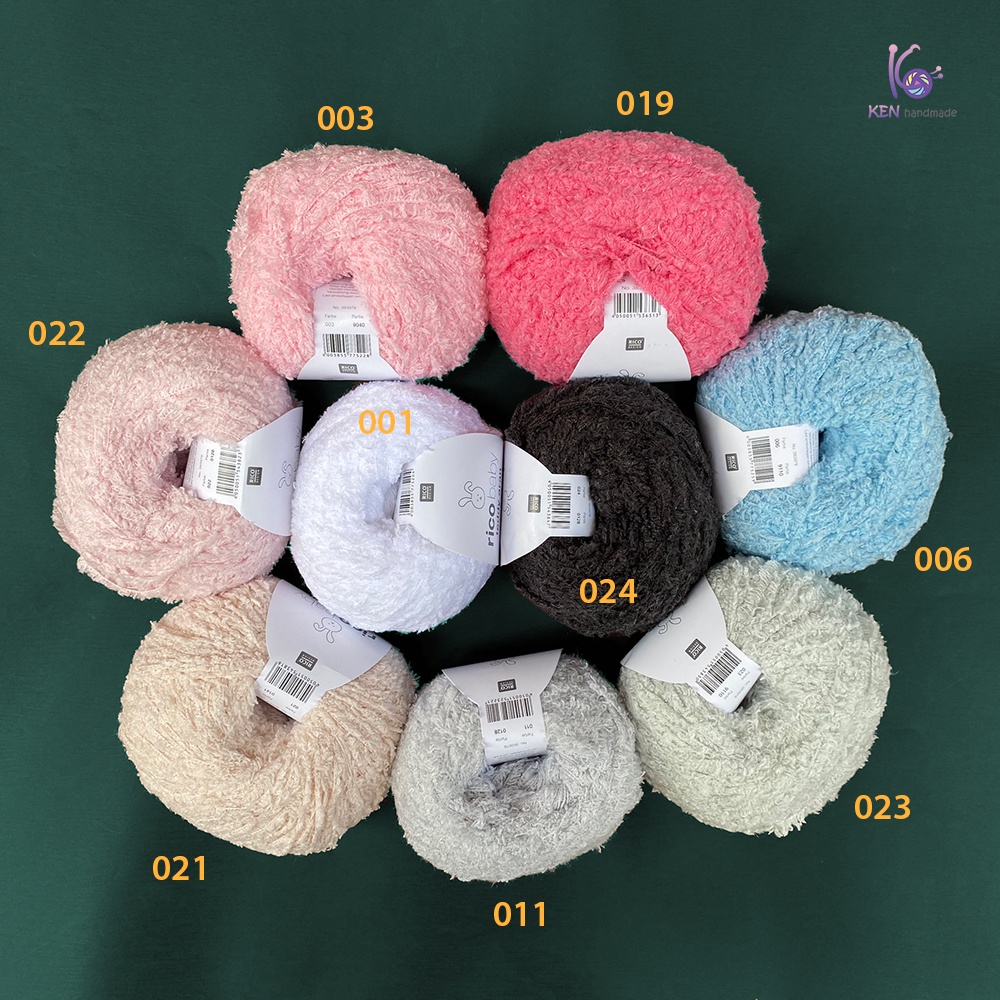 Len bông xù Baby Teddy Aran - Nhập khẩu từ hãng Rico  - 50gram dài 135m