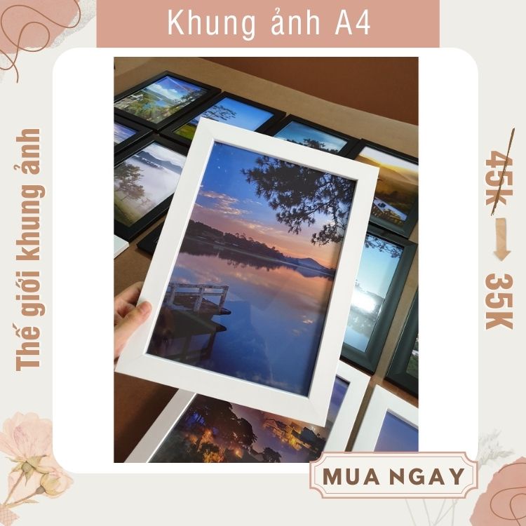 Khung Ảnh A4 ( 21x30 cm) kèm đinh và móc treo tường