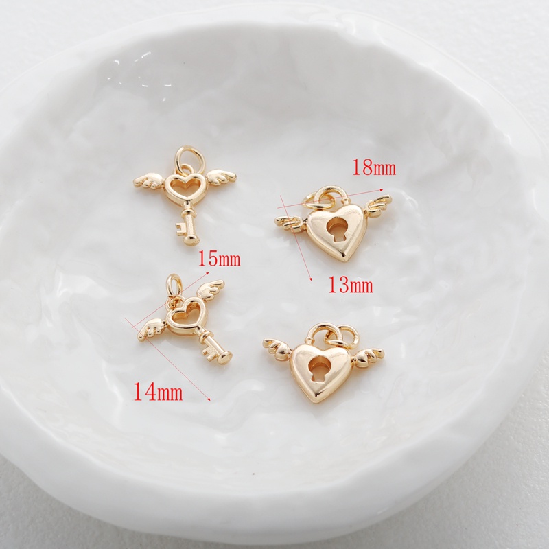 Mặt Dây Chuyền Bằng Đồng Mạ Vàng 14k Hình Cánh Thiên Thần 13 * 18mm