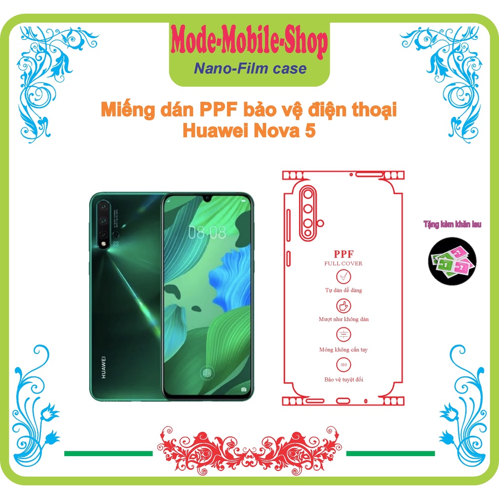 Miếng dán PPF bảo vệ điện thoại Huawie Nova5