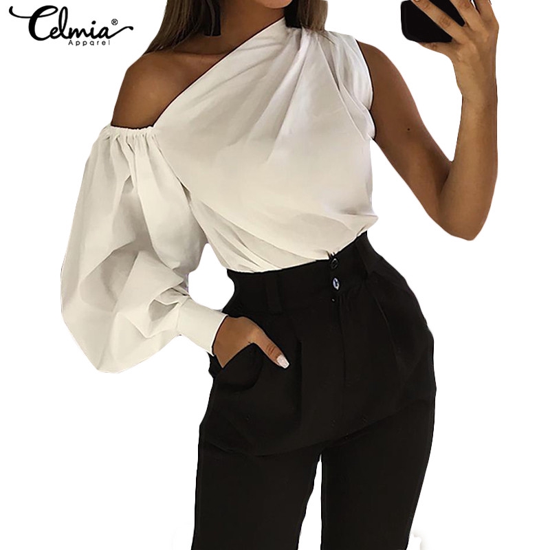 Áo Kiểu CELMIA Trễ Vai Thiết Kế Không Đối Xứng Thời Trang Cho Bạn Gái