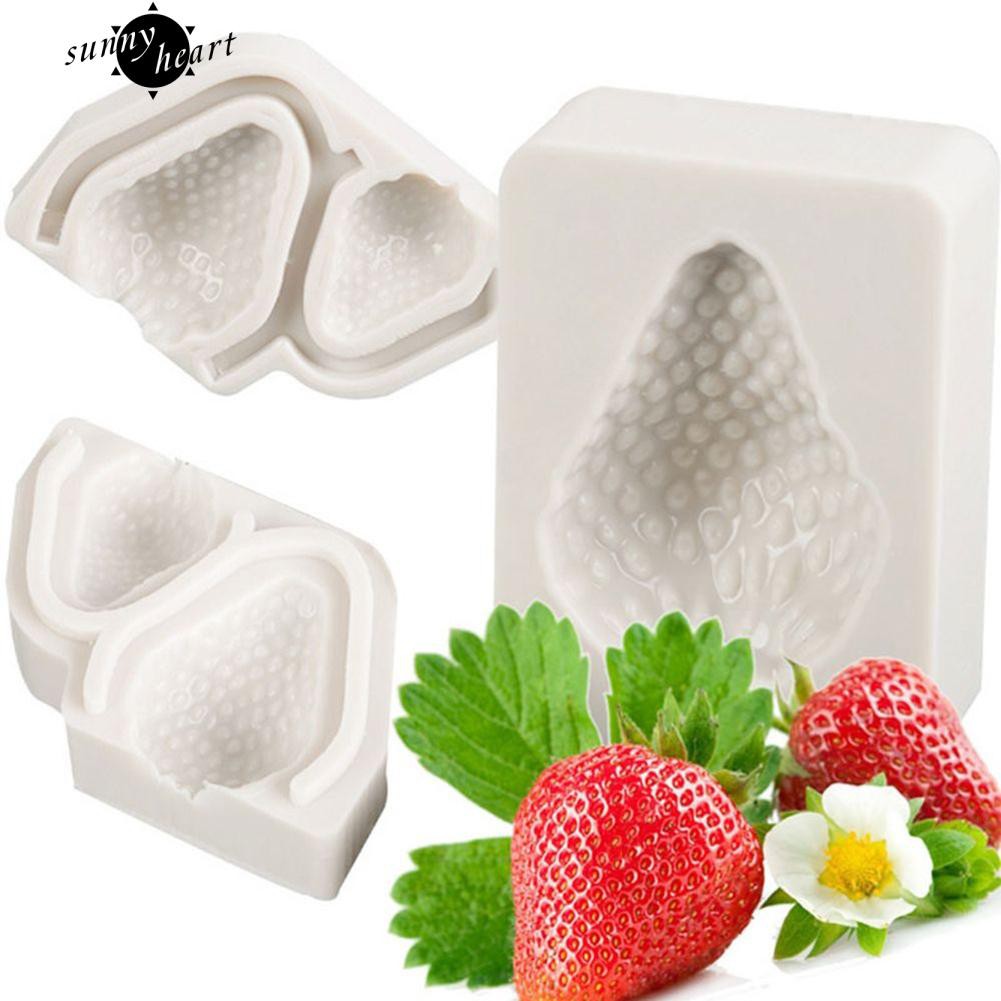 Set 3 Khuôn Silicon Làm Bánh Đa Năng Tiện Dụng Hình Trái Dâu Tây Xinh Xắn