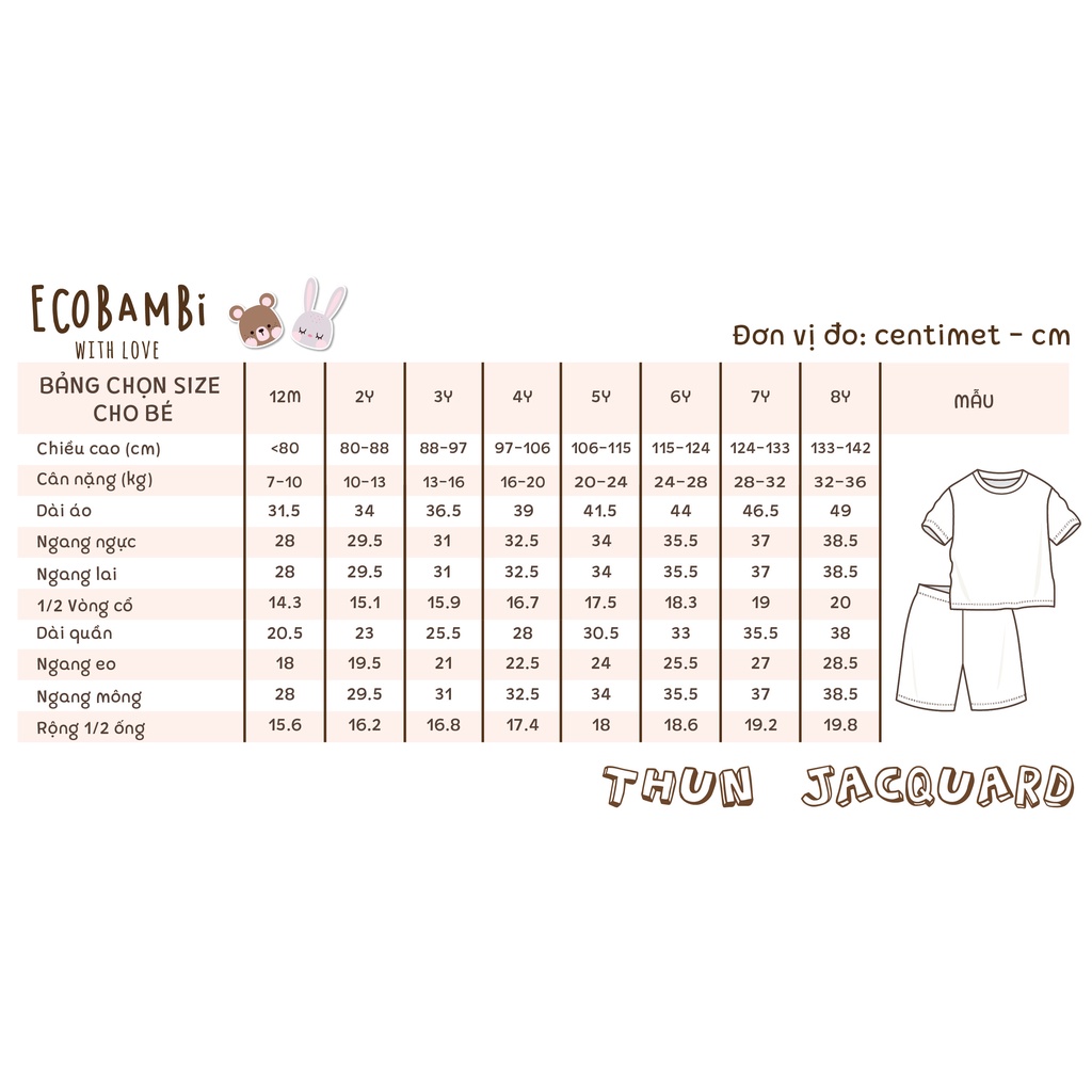 Bộ thun cotton giấy Hàn bé trai hoạ tiết sở thú Ecobambi