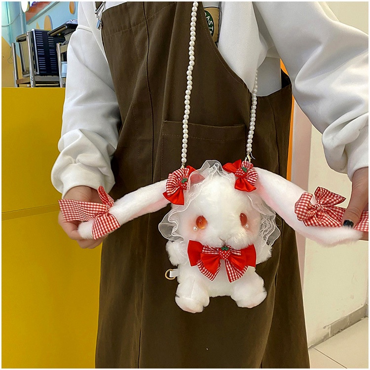 Túi đeo vai kiểu thỏ phối ren nơ phong cách Lolita Nhật Bản dễ thương thời trang