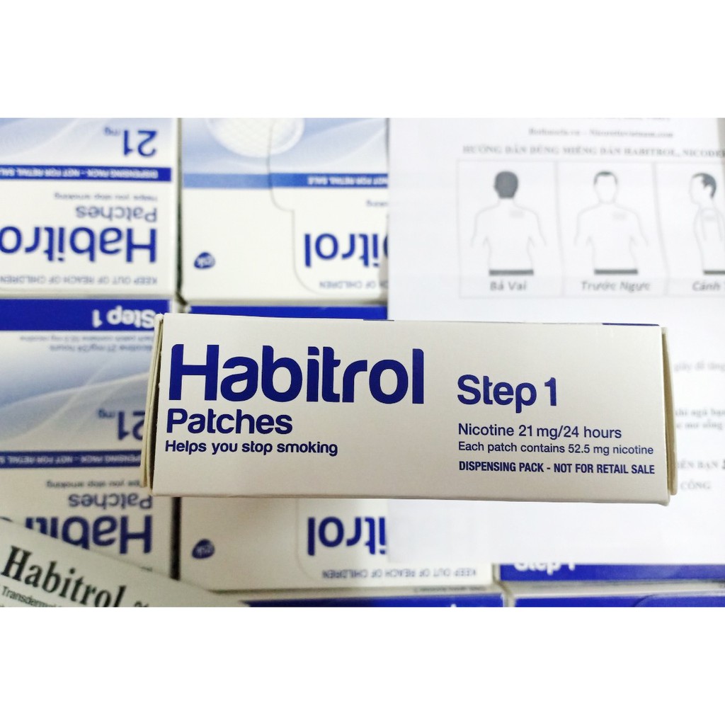 [Có sẵn] Miếng dán Nicotine Habitrol 21mg Step 1 28 miếng sản xuất Đức