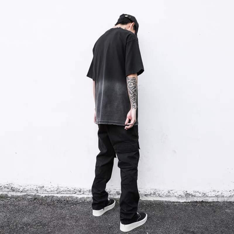 Áo wash 2 màu âm dương xám dưới