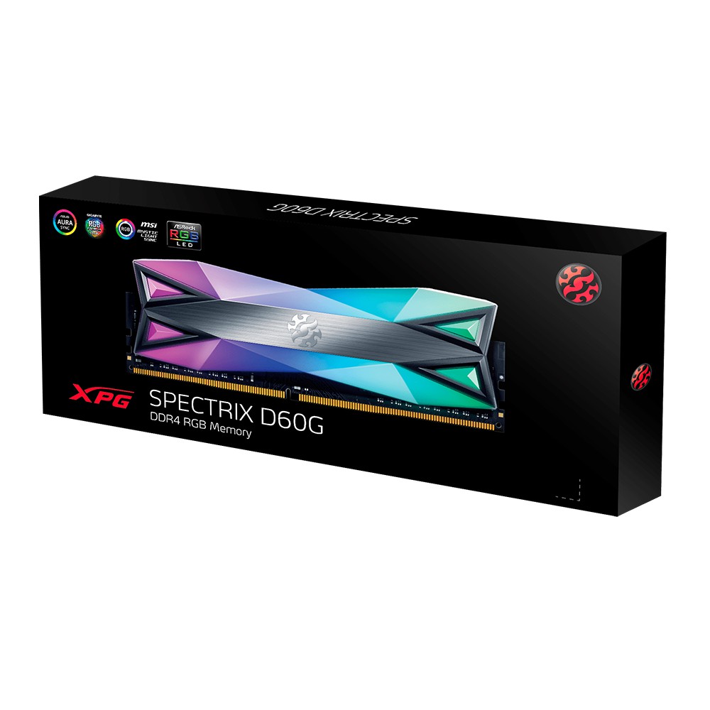 RAM MÁY TÍNH ADATA DDR4 XPG SPECTRIX D60-LED 16GB (2x8G) bus 3200 TUNGSTEN GREY RGB - Hàng Chính Hãng