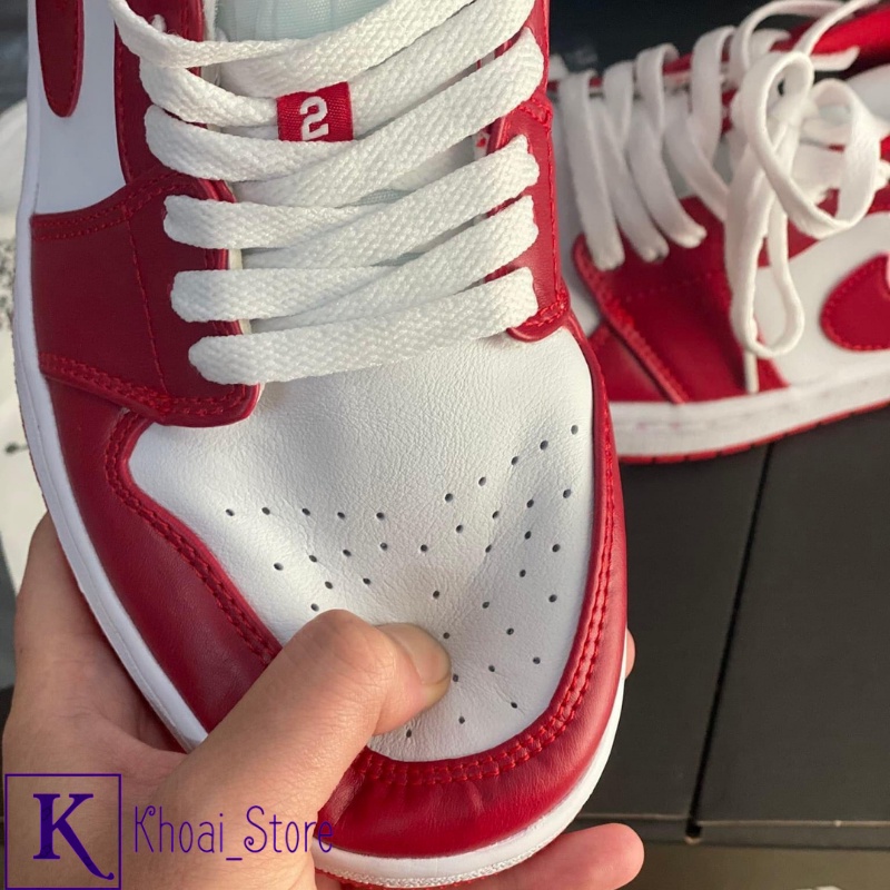 Giày Jordan Cổ Thấp Nam Nữ, Giày JD1 Low Gym Red Whilte Hàng Cao Cấp Full Box Bill