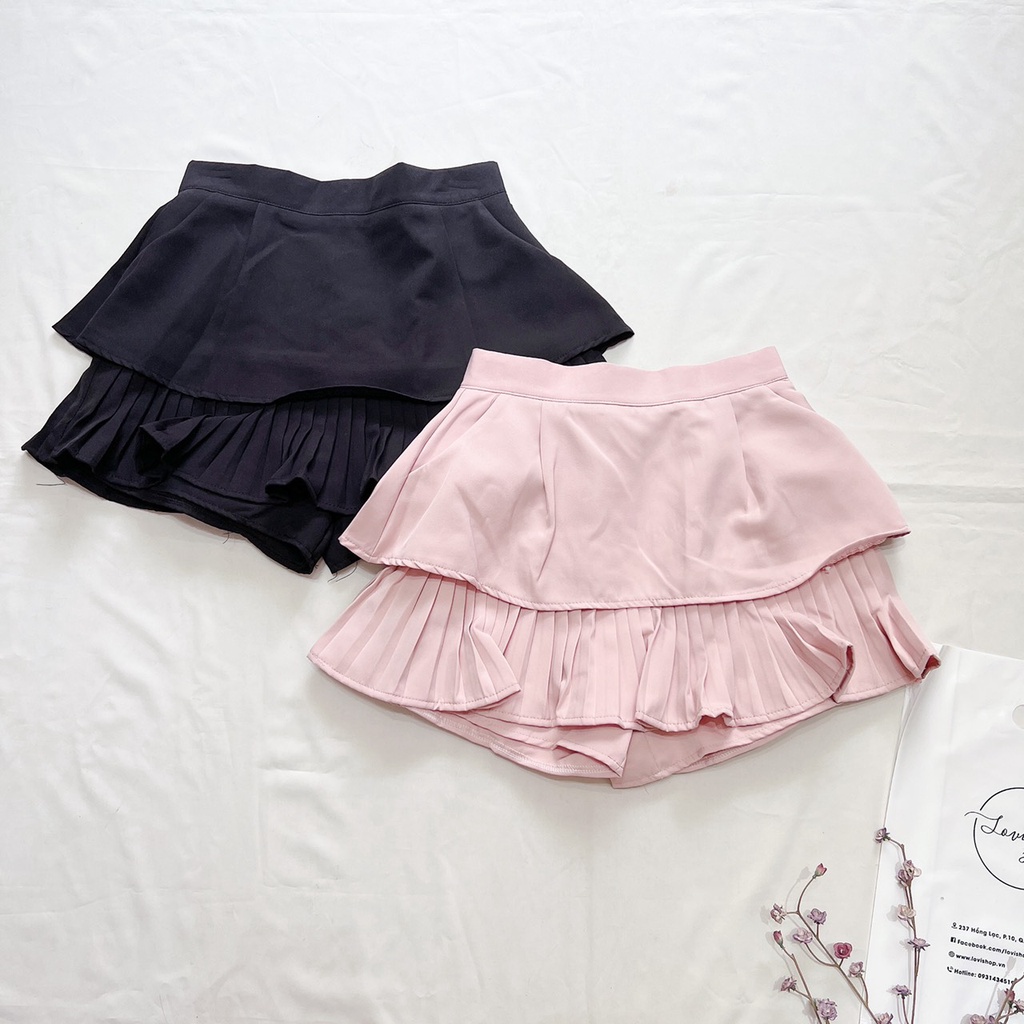 LOVI SHOP- Chân váy dập ly 1 tầng dáng ngắn