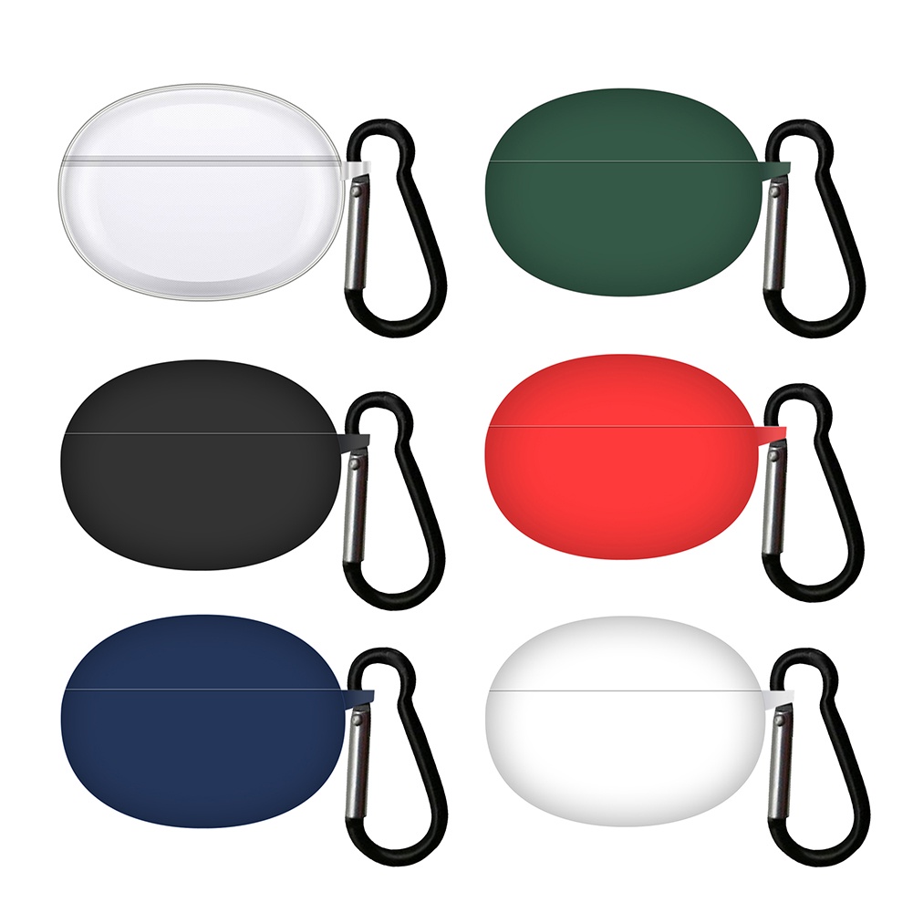 Vỏ Bảo Vệ Hộp Sạc Tai Nghe Bluetooth Không Dây OPPO Enco X2 Bằng Silicon Màu Trơn Chống Sốc Kèm Móc Treo Tiện Dụng