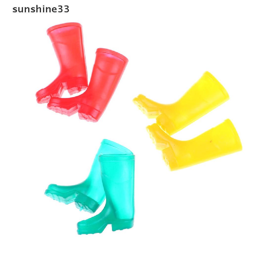 1 Đôi Bốt Cao SU Đi Mưa Mini Tỉ Lệ 1 / 12 Trang Trí Nhà Búp Bê