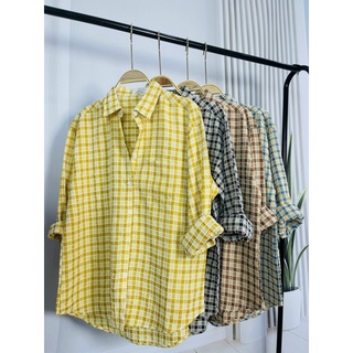 Áo Sơ Mi Nữ Tay Dài Hoạ Tiết Caro Và Chấm Bi Cao Cấp 4 Size Hàng VNXK