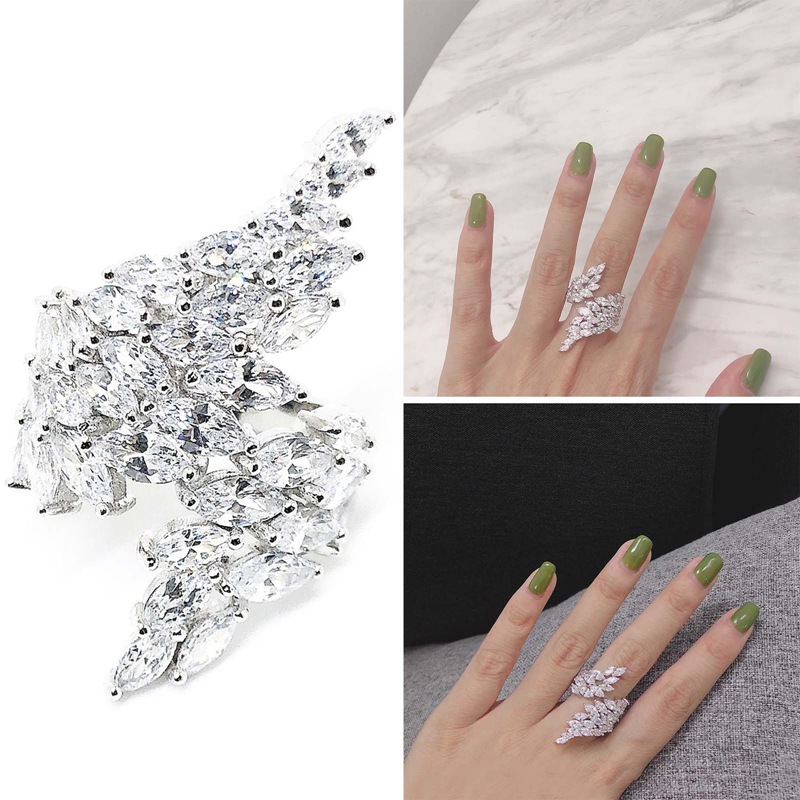 Nhẫn đeo tay kim loại tạo hình đính đá thời trang cho nữ