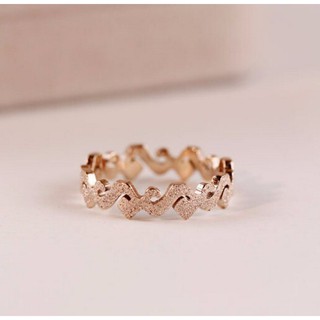 Nhẫn Nữ Titan Hoa Văn Chạm Cát Màu Vàng Hồng Không Đen Không Gỉ TT 0562