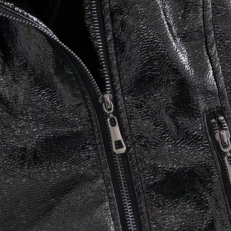 Áo khoác da ánh nhũ