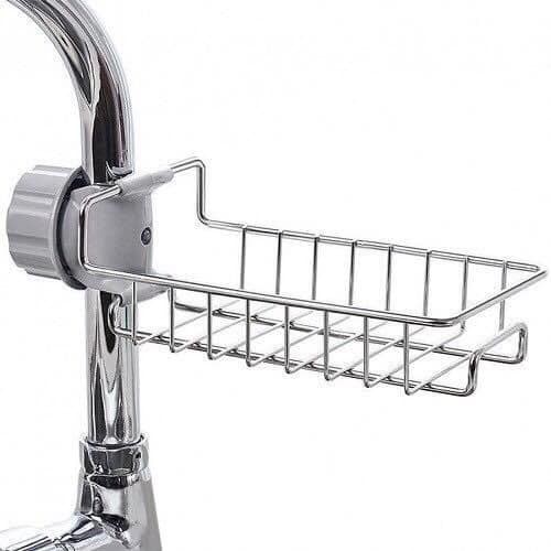 Giá treo vòi đựng đồ - Kệ gắn vòi inox đựng giẻ rửa bát