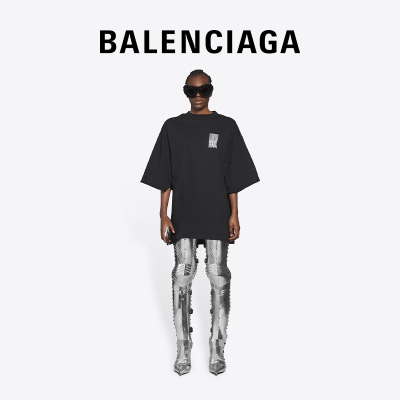 Áo Thun Balenciaga Cổ Tròn Dáng Rộng Cá Tính Trẻ Trung Cho Nam