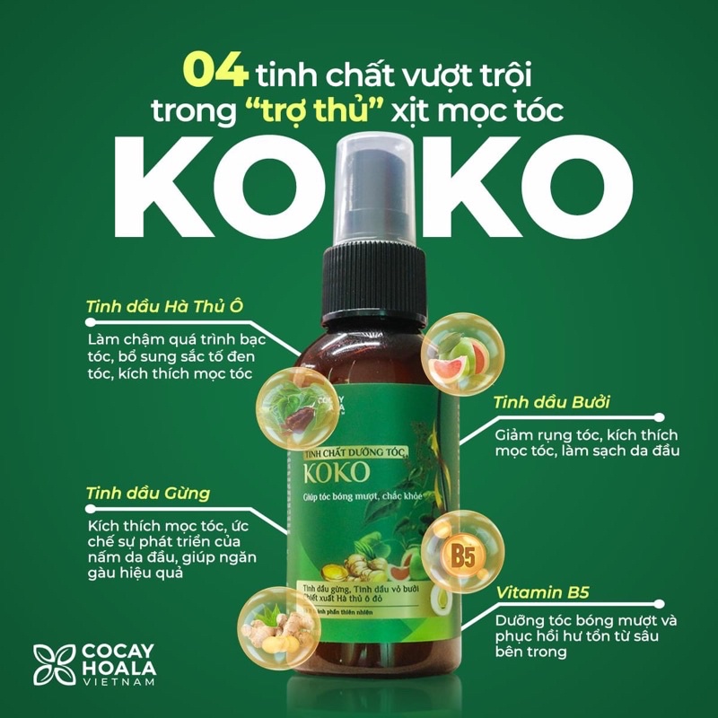 ❤️[ CHÍNH HÃNG ] ❤️ Tinh chất dưỡng tóc Koko ngăn rụng tóc, giúp mọc tóc, mềm mượt tóc 100ml