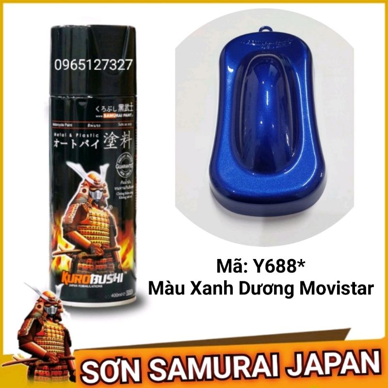 sơn xịt Samurai Japan màu xanh dương Movistar.Mã Y688*